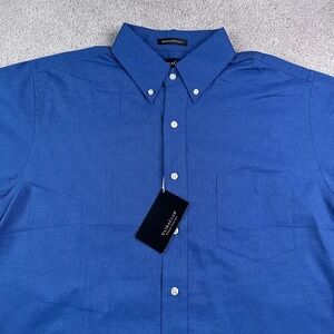 NEW Ultraclub Shirt Mens Large Blue Wrinkle Resistant Short Sleeve Button Down